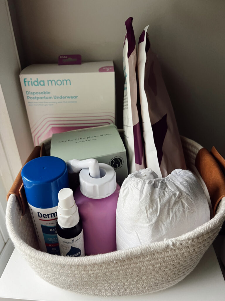 postpartum recovery bathroom essentials